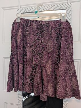 Source Unknown Purple and Black Snake-Print Skater Skirt